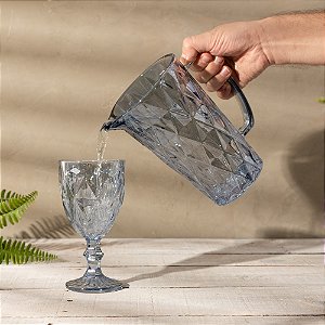 Taça de Vidro para Água Diamond Azul Metalizado 325ml