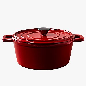 Caçarola em Ferro com Tampa Haus Sauté 24x10,6cm Vermelha 3,6L