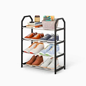 Sapateira Portátil Organizador 4 Prateleiras - PRETO