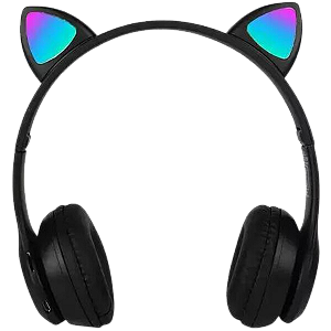 Fone Bluetooth Orelha De Gato Led Colorido (PRETO)