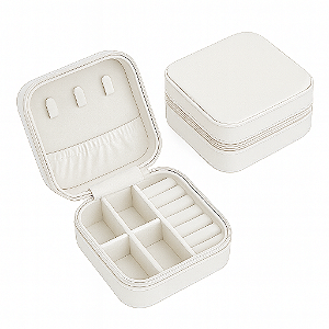 Mini Porta-Jóias em Couro Sintético Branco