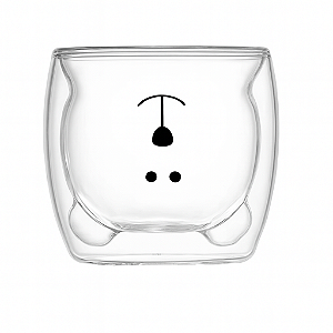Caneca Urso Dupla Camada de Vidro Resistente ao Calor – 250m
