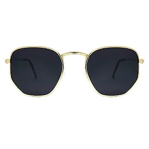 ÓCULOS DE SOL MIAMI - HEXAGONAL - PRETO C/ DOURADO