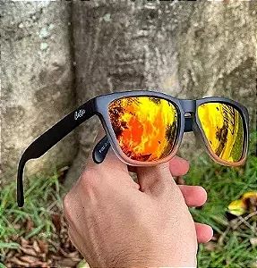 ÓCULOS DE SOL ESPORTIVO ZOOM POLARIZADO - PRETO DEGRADÊ C/ LARANJA ESPELHADO