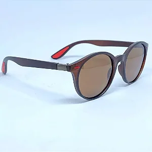 ÓCULOS DE SOL ITALIA POLARIZADO - MARROM COM DETALHE VERMELHO