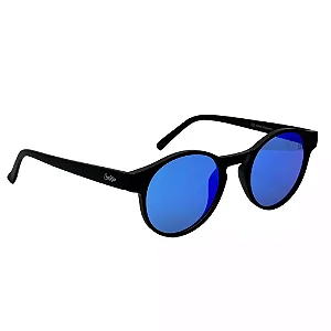 Oculos de Sol Round - Preto com Camaleao Espelhado