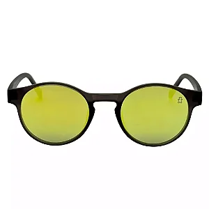 Oculos de Sol Round - Cinza C/ Amarelo Espelhado