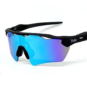Óculos de Sol Esportivo Speed - Preto e Azul Bebê Camaleão