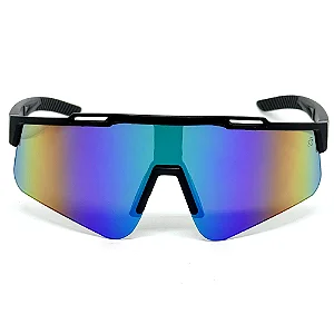 ÓCULOS DE SOL ESPORTIVO FLOW - PRETO COM CAMALEÃO ESPELHADO