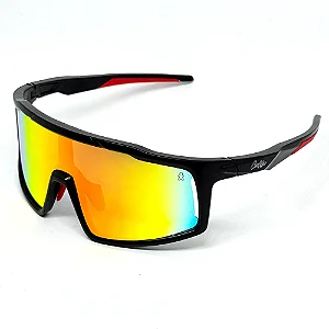 ÓCULOS DE SOL ESPORTIVO MESK - PRETO COM LARANJA ESPELHADO