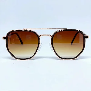 ÓCULOS DE SOL ARIZONA - HEXAGONAL - MARROM DEGRADÊ C/ DOURADO