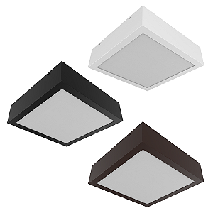 Plafon Sobrepor 20 cm Quadrado em Aço ou Alumínio com Vidro para 2 lâmpadas E27 - 3102/20