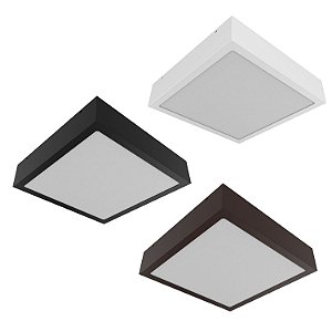 Plafon Sobrepor 25 cm Quadrado em Aço ou Alumínio com Vidro para 2 lâmpadas E27 - 3102/25