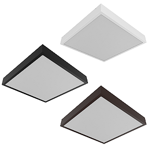 Plafon Sobrepor 40 cm Quadrado em Aço ou Alumínio com Vidro para 4 lâmpadas E27 - 3102/40