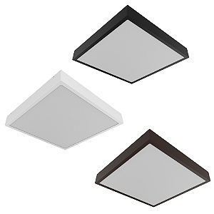 Plafon Sobrepor 50 cm Quadrado em Aço ou Alumínio com Vidro para 4 lâmpadas E27 - 3102/50