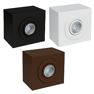 Plafon Box Dicroica Sobrepor de Teto Direcionável Quadrado Soquete GU10