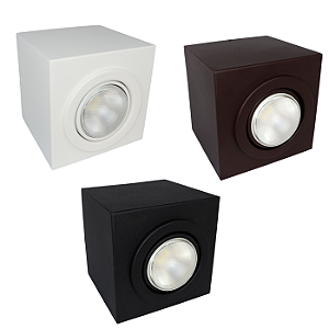 Plafon Box PAR 20 Sobrepor de Teto Direcionável Quadrado Soquete E27