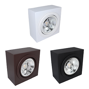 Plafon Box Ar 111 Sobrepor de Teto Direcionável Quadrado Soquete GU10