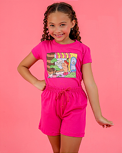 CONJUNTO INFANTIL BLUSA/SHORT MENINA VERÃO - BOBBIE GOODS PINK.