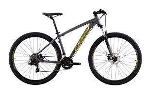 BICICLETA OGGI 29 HACKER SPORT 21V GRAFITE / AMARELO / PRETO