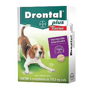 Drontal Plus Sabor Carne 4 Comprimidos Ate 10kg