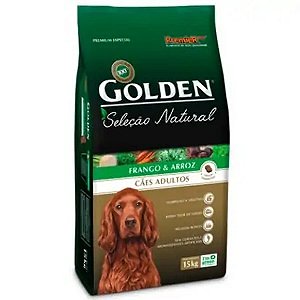 Ração Golden Seleção Natural Cães Adultos Frango e Arroz 15 kg