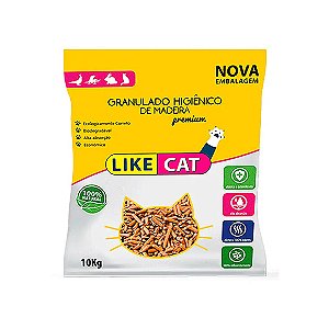 Areia para Gatos Like Cat Granulado Higiênico de Madeira 10 kg