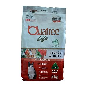 Ração Quatree Life Gatos Adultos Salmão Arroz 3 Kg