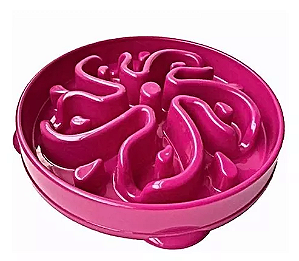 Comedouro Lento Cães Design Círculos Rosa Único