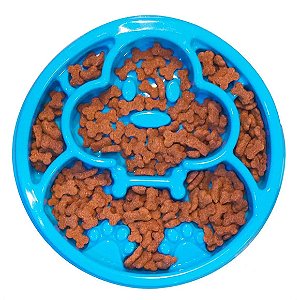 Comedouro Lento Cães Design Cachorrinho Azul Único