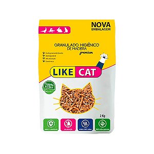 Areia para Gatos Like Cat Granulado Higiênico de Madeira 2 kg