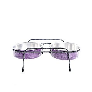 Comedouro Aramado Duplo NF Pet Lilás 3 L