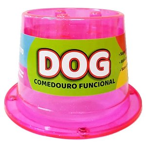 Comedouro Alto Lento Antiformiga 250 ml Glitter Cães - Rosa