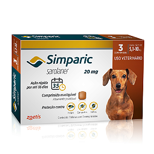 Simparic 3 Comp 20 Mg (5 A 10 Kg) +  Brinde