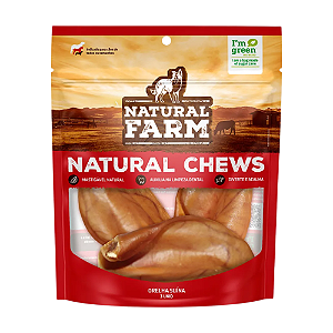Petiscos de orelha de porco para cães 3 Unidades Natural Farm