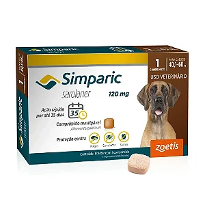 Antipulgas Simparic 120mg para Cães 40 a 60kg 1 comprimido