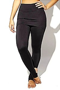 Calça Legging Saia Fitness + Pezinho Preta