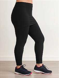Calça Legging Saia Embutida Preta Sem Pezinho