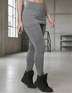 Calça Legging Saia Tapa Bumbum Feminina Cinza Mescla Sem Pezinho