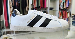 Sapatênis Cavalera Street Stripes Couro Branco/Preto