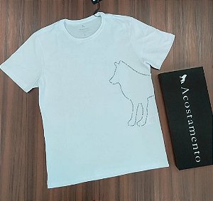 Camiseta Acostamento Estampa Lobo Lateral- Cor Branco