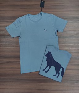 Camiseta Acostamento Lobo nas Costas- Cor Cinza Fuligem
