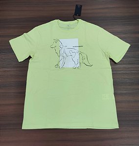 Camiseta Acostamento Estampa Lobão - Cor Verde Citrus