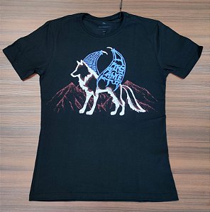 Camiseta Acostamento Estampa Lobo Com  Asas De Dragão - Cor Preto  120202024