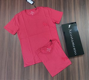Camiseta Acostamento Básica Lobo Grande - Cor Vermelho Hibisco
