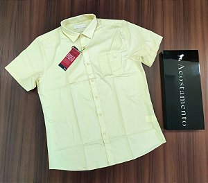 Camisa Manga Curta Acostamento/ Com Bolso - Cor Amarelo