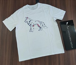 Camiseta Acostamento Estampa Lobão - Cor Branco
