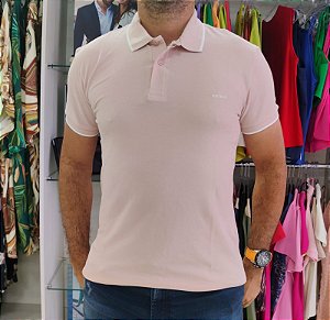 Camisa Gola Polo Colcci Bordado - Cor Rosa Flutter