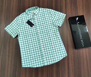 Camisa Acostamento Xadrez Manga Curta - Cor Verde