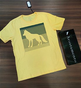 Camiseta Acostamento Estampa Lobão - Cor Amarelo Platano